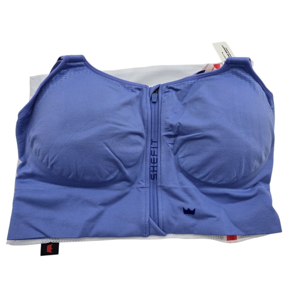 Shefit 3Luxe Low Impact‎ Periwinkle Sports Bra With Front Zip Size 3luxe  NWT x2